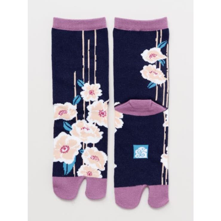 パープル | 【カヤ】足袋型くつ下23～25cm 雨縞椿 | アミナコレクション 