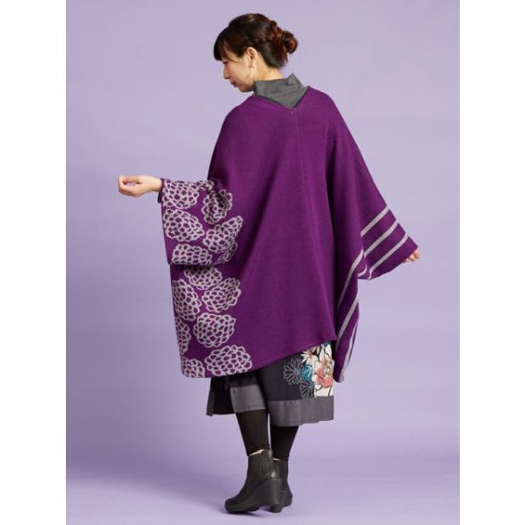 カヤ】-attakee- 菊紋羽織り ビッグシルエットニットカーディガン[品番