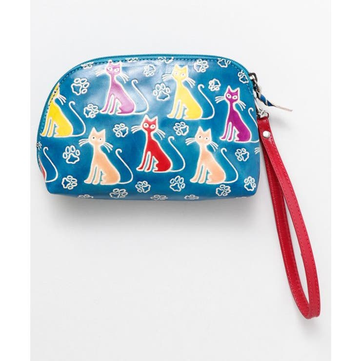 ブルー | 【チャイハネ】インド伝統山羊革細工 サンティニポーチ | アミナコレクション 