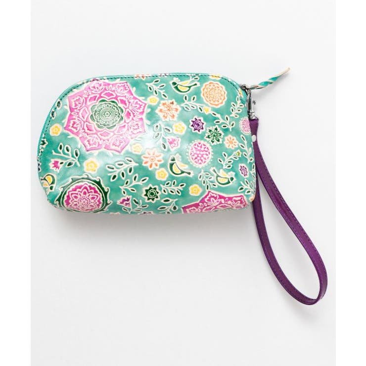 グリーン | 【チャイハネ】インド伝統山羊革細工 サンティニポーチ | アミナコレクション 