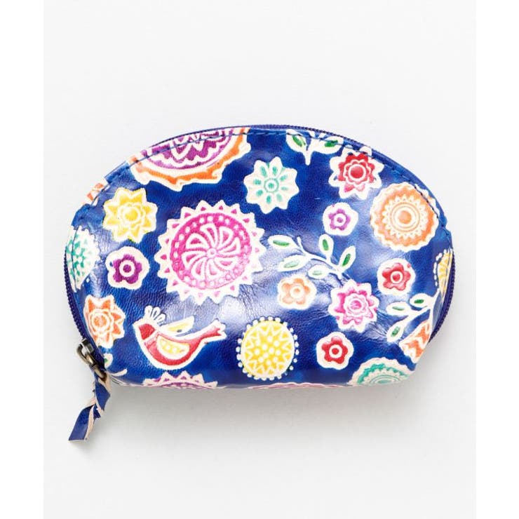 ネイビー | 【チャイハネ】インド伝統山羊革細工 サンティニミニポーチ | アミナコレクション 