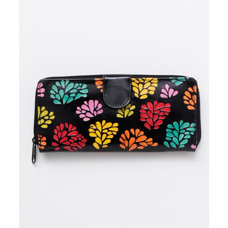 ブラック | 【チャイハネ】インド伝統山羊革細工 サンティニウォレット 長財布 | アミナコレクション 