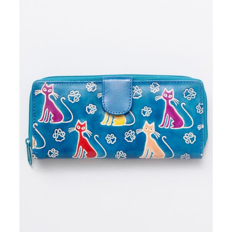 ブルー | 【チャイハネ】インド伝統山羊革細工 サンティニウォレット 長財布 | アミナコレクション 