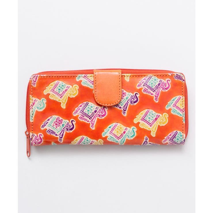 オレンジ | 【チャイハネ】インド伝統山羊革細工 サンティニウォレット 長財布 | アミナコレクション 