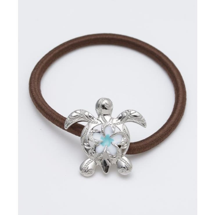 シルバー | 【Kahiko】ホヌ＆プルメリアヘアゴム | アミナコレクション 