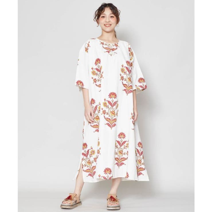 チャイハネ】ブロックプリント リモーネワンピース[品番：ACNW0014313