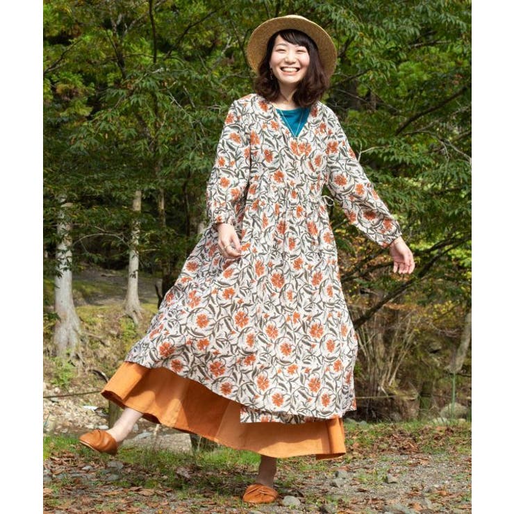 チャイハネ】yul ブロックプリント ルティナロングカーディガン[品番