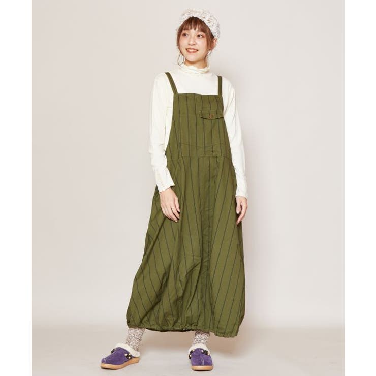 チャイハネ】grn×Amina ストライプコットンツイルサロペット[品番