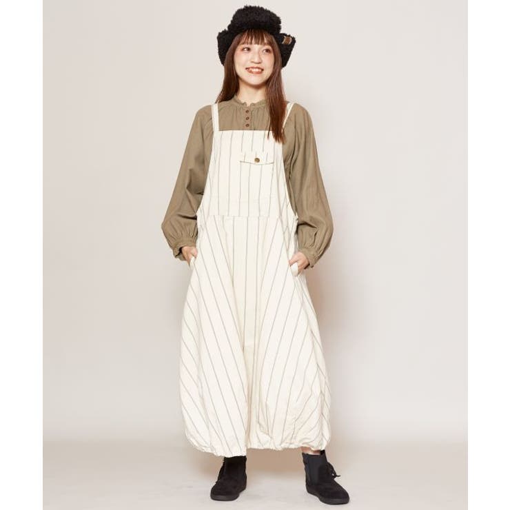 チャイハネ】grn×Amina ストライプコットンツイルサロペット[品番 