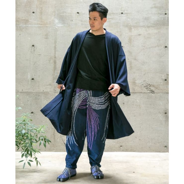 ダークネイビー | 【カヤ】静心メンズロング羽織 | アミナコレクション