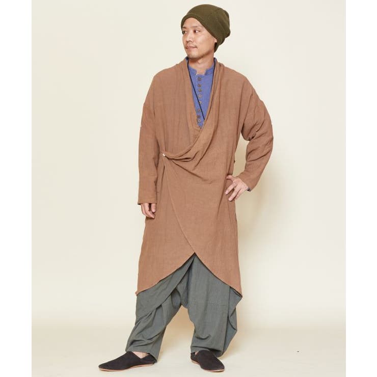 ブラウン | 【チャイハネ】ドレープMEN'S変形ロングカーディガン | アミナコレクション