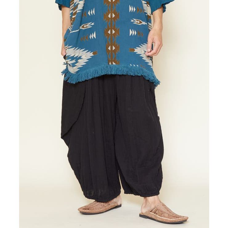 ブラック | 【チャイハネ】ダブルガーゼMEN'S変形パンツ | アミナコレクション