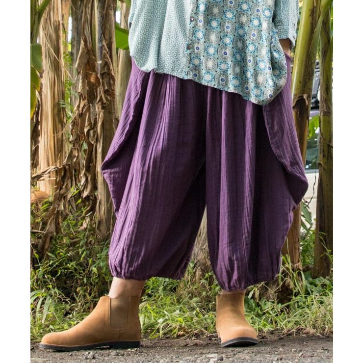 パープル | 【チャイハネ】ダブルガーゼMEN'S変形パンツ | アミナコレクション