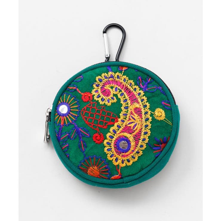 グリーン | 【チャイハネ】アラウンドミラー刺繍ポーチ | アミナコレクション 