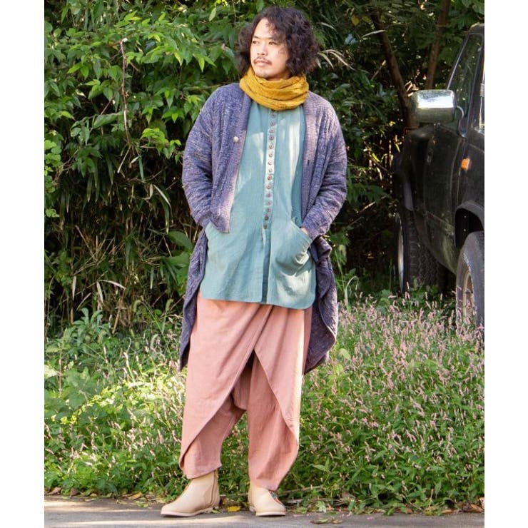 ネイビー | 【チャイハネ】ペイズリ柄MEN'Sジャガードニットカーディガン | アミナコレクション