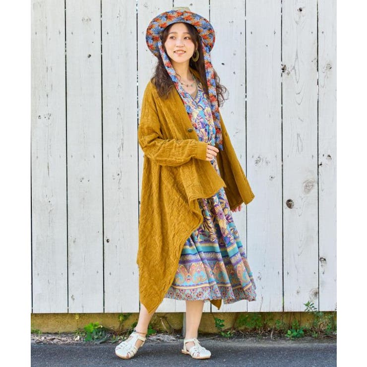 イエロー | 【チャイハネ】ペイズリ柄MEN'Sジャガードニットカーディガン | アミナコレクション