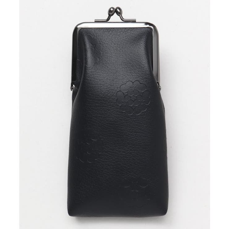 ブラック | 【カヤ】片喰紋様 がま口めがねケース | アミナコレクション 