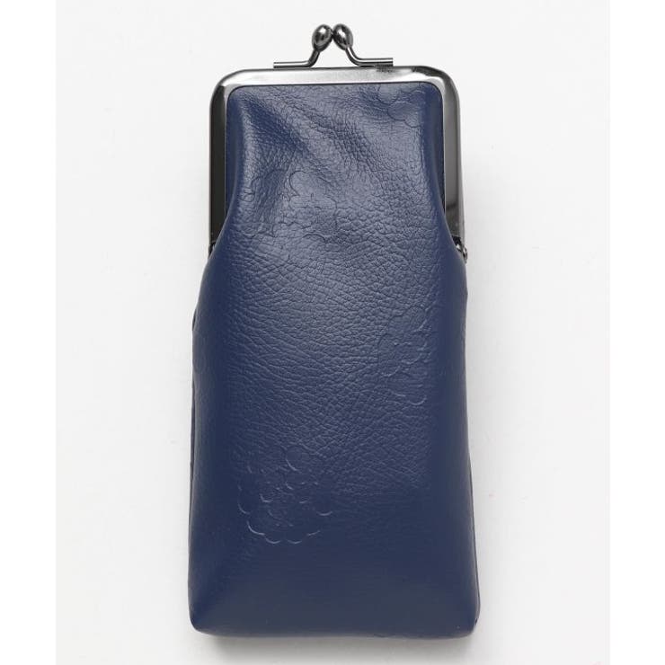 ネイビー | 【カヤ】片喰紋様 がま口めがねケース | アミナコレクション 