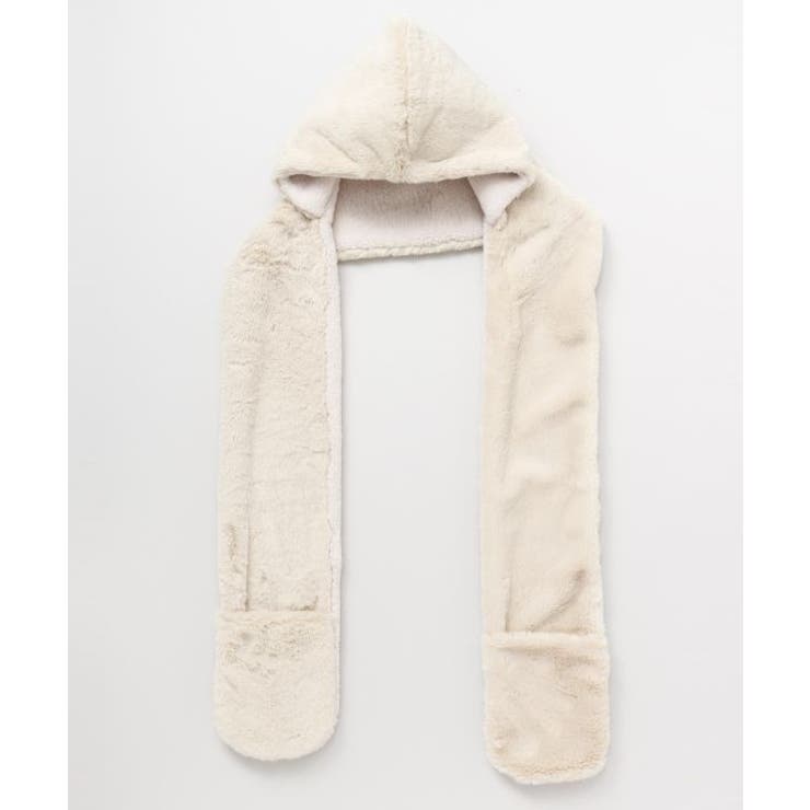 ホワイト | 【チャイハネ】モフリフードマフラー バラクラバ | アミナコレクション 