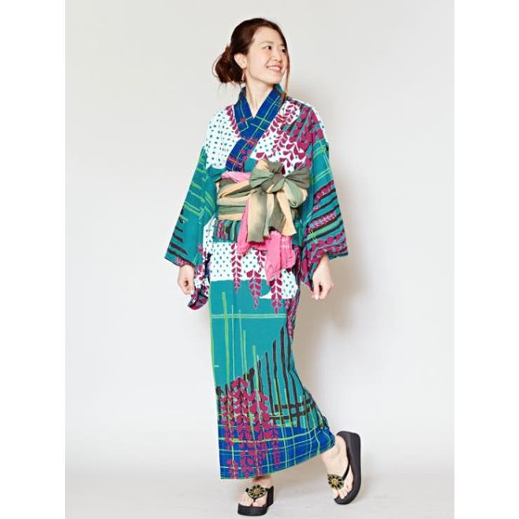 チャイハネ】レトロモダン藤の花セパレート浴衣[品番