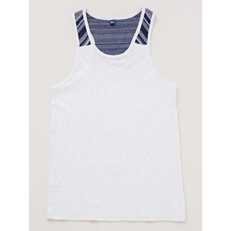 ホワイト | 【チャイハネ】yul テレコ×ジャガードMEN'Sタンクトップ | アミナコレクション