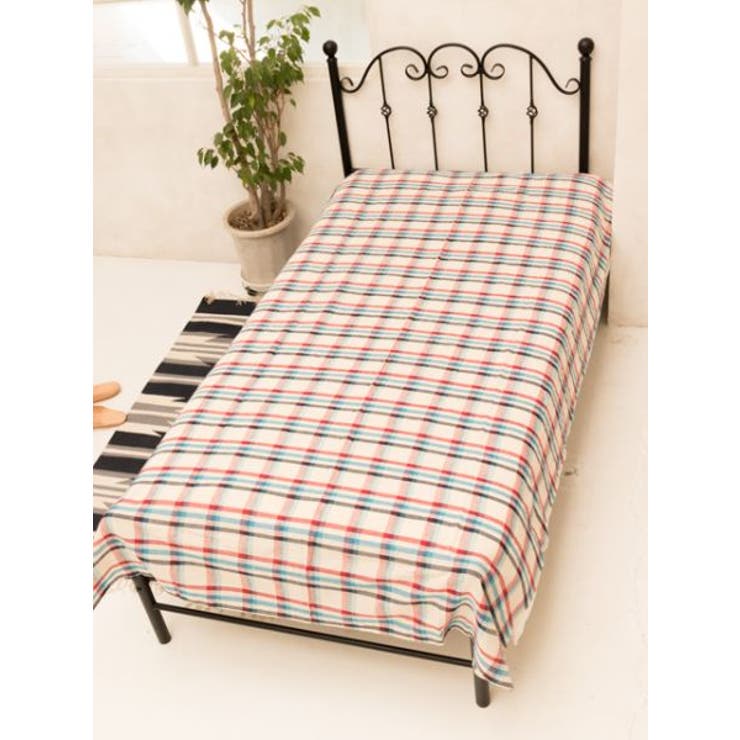 ホワイト | 【チャイハネ】マドラスチェックベッドカバーシングルサイズ | アミナコレクション 