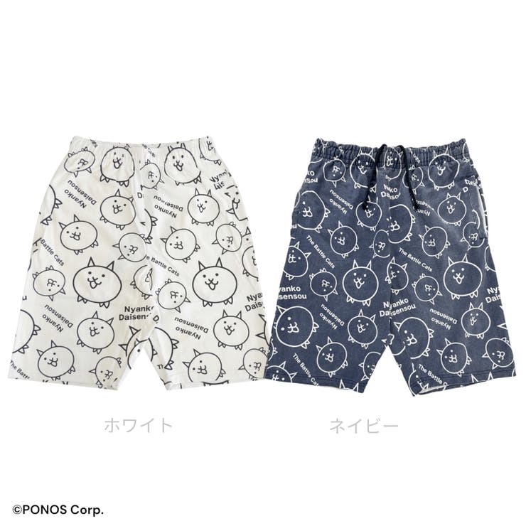 にゃんこ大戦争 ハーフパンツ 総柄 プリント ボトムス メンズ