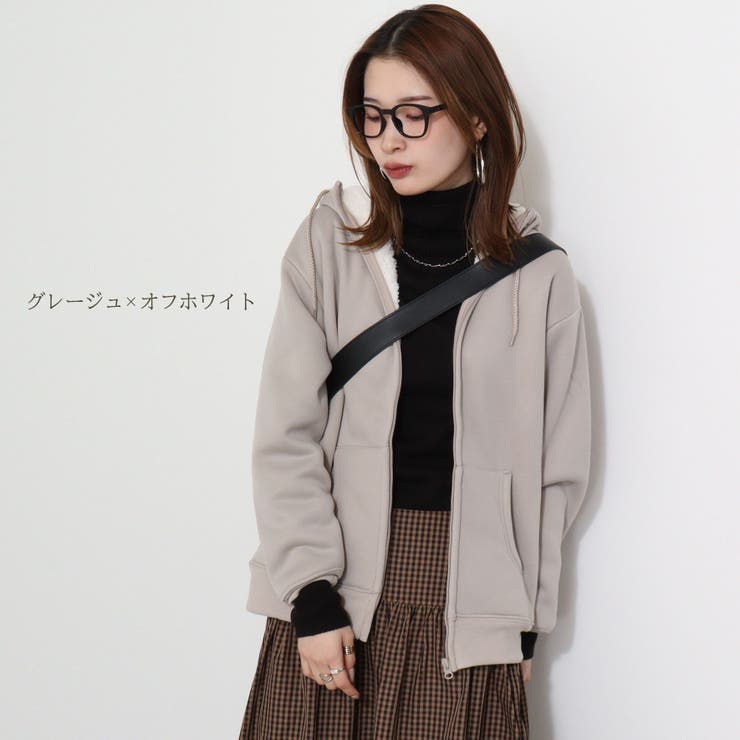 無地 ZIPパーカー 裏ボア[品番：YSDW0002822]｜CharaBasket（キャラ
