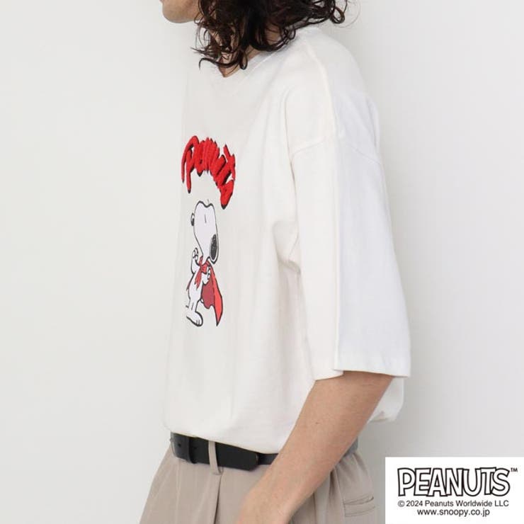 スヌーピー Tシャツ サガラ刺繍 オーバーサイズ シルエット | CharaBasket | 詳細画像8 