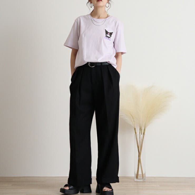 クロミ Tシャツ 半袖 刺繍 サンリオ キャラクターズ メンズ レディース | CharaBasket | 詳細画像4 