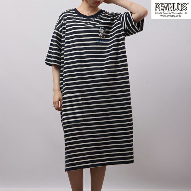 スヌーピー ボーダー ビッグTシャツ 半袖 Tシャツ 春夏 PEANUTS | CharaBasket | 詳細画像6 