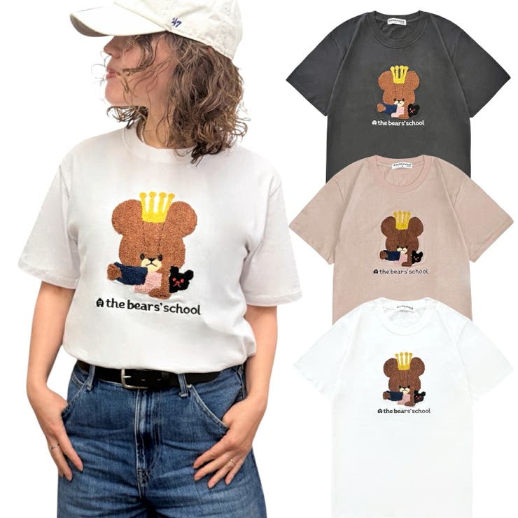 くまのがっこう サガラ刺 天竺 半袖 Tシャツ カットソー 春夏 絵本 | CharaBasket | 詳細画像1 