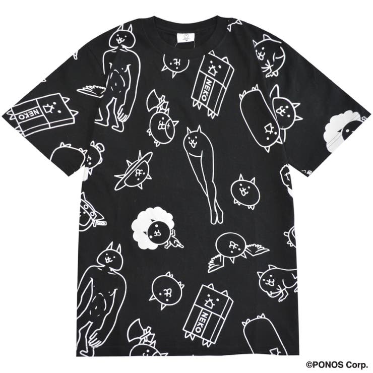 にゃんこ大戦争 Tシャツ 半袖  プリント 総柄 トップス メンズ レディース | CharaBasket | 詳細画像2 
