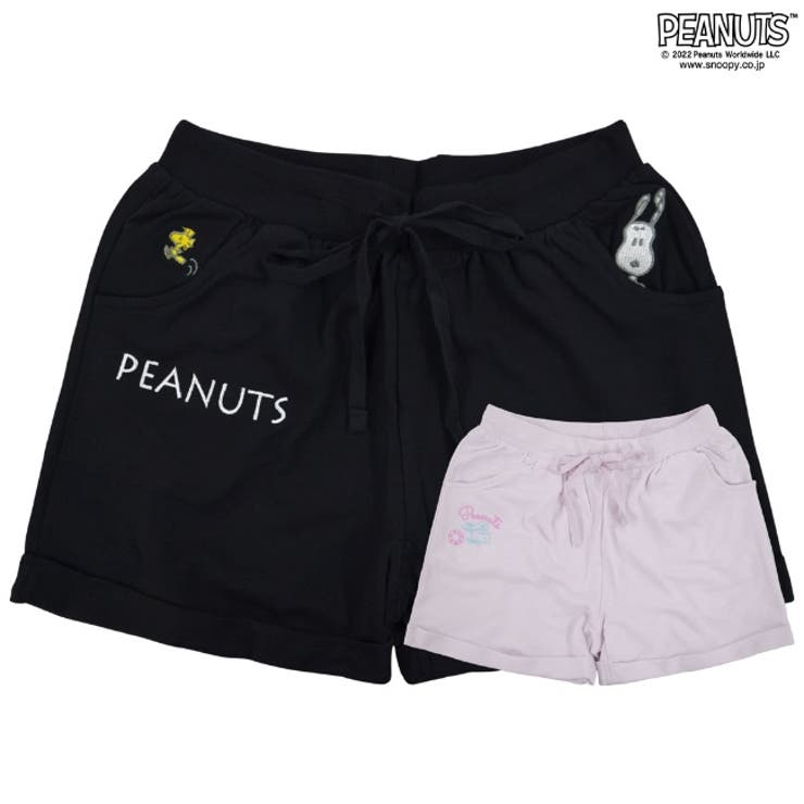 スヌーピー ショート パンツ ウッドストック 裏毛 刺繍 PEANUTS | CharaBasket | 詳細画像1 