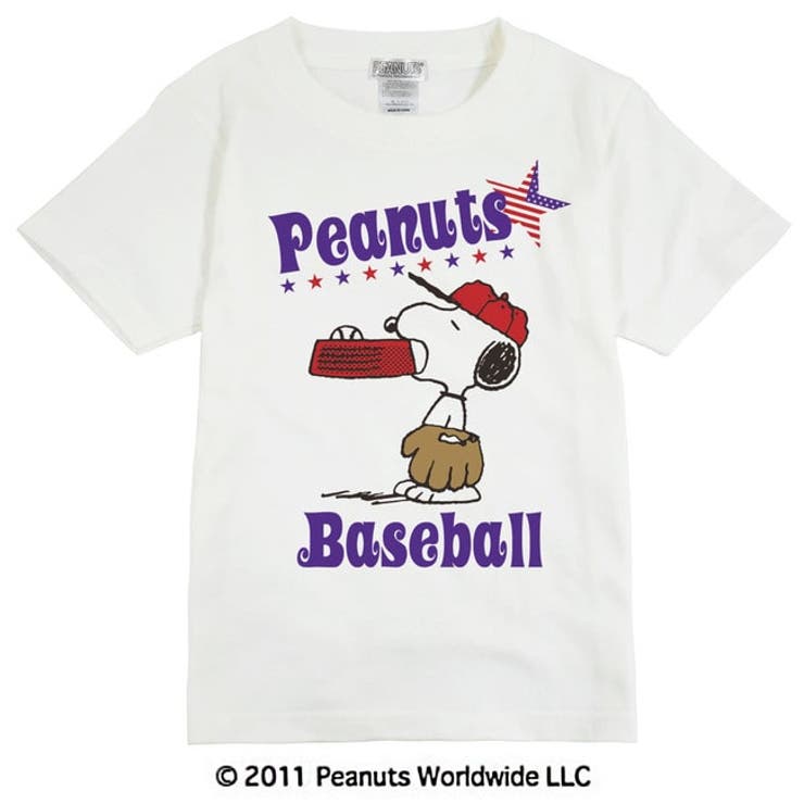 スヌーピー 野球 グローブ ベースボール  半袖Ｔシャツ キッズ 子供服 | CharaBasket【KIDS】 | 詳細画像1 