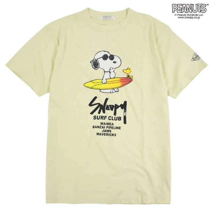 スヌーピー サーフ ピグメント プリント Tシャツ 半袖 ウッドストック