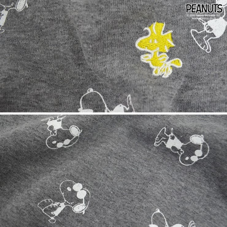 スヌーピーミニ裏毛ハーフパンツPEANUTS刺繍総柄ウッドストック