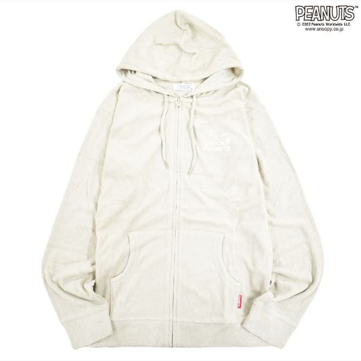 スヌーピー パイル 刺繍 PEANUTS ZIPパーカー フード付き[品番