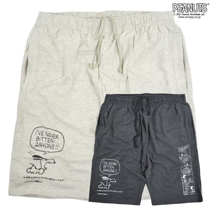 スヌーピー ミニ裏毛 ハーフパンツ PEANUTS コミック柄 プリント | CharaBasket【MEN】 | 詳細画像1 