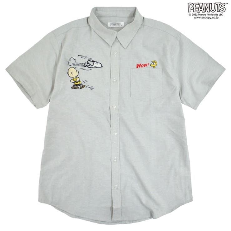スヌーピー 半袖シャツ 刺繍 PEANUTS ポケット付き | CharaBasket | 詳細画像2 