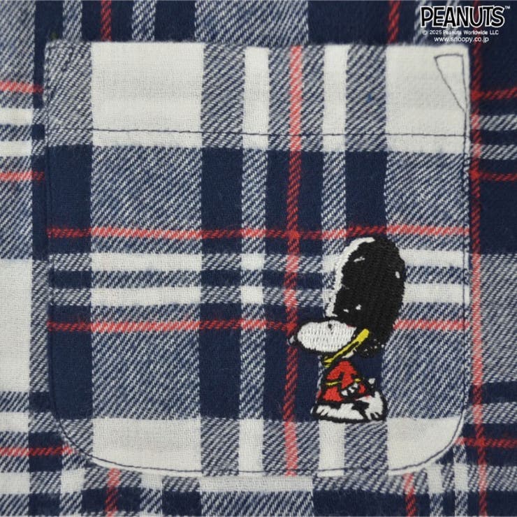 スヌーピー チェックシャツ 長袖 春秋冬 刺繍 SNOOPY PEANUTS | CharaBasket | 詳細画像5 