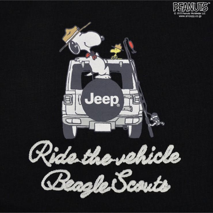 スヌーピー 刺繍  Jeep コラボ 長袖 ビッグシルエット Tシャツ | CharaBasket | 詳細画像6 