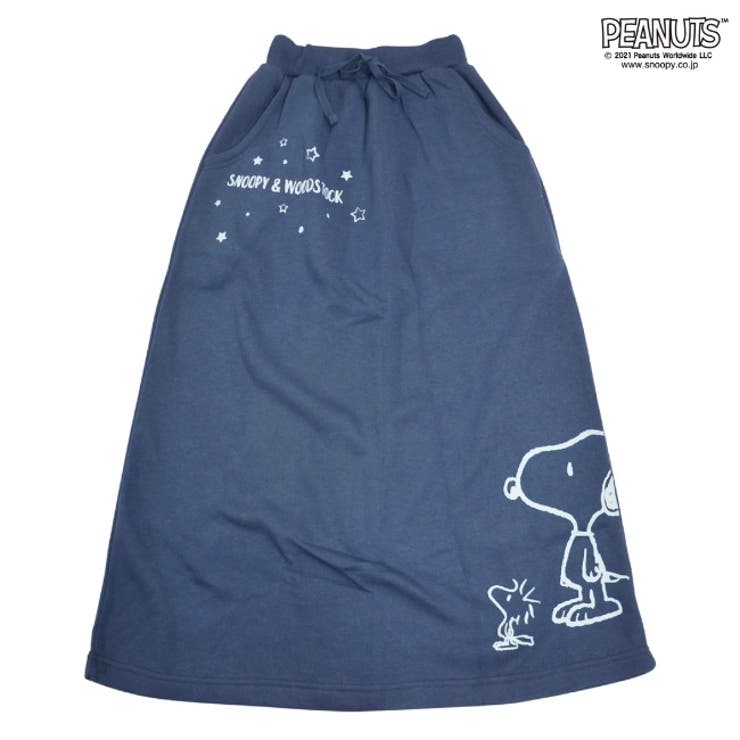 スヌーピー スカート 裏起毛 プリント マキシスカート PEANUTS[品番
