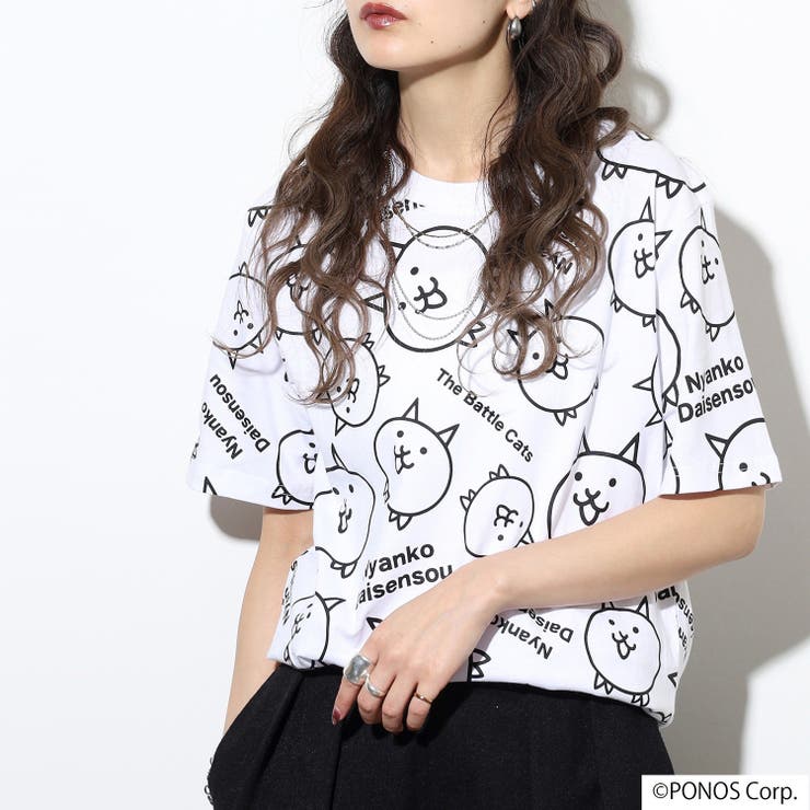 にゃんこ大戦争 Tシャツ 半袖 プリント 総柄 トップス メンズ レディース | CharaBasket | 詳細画像1 