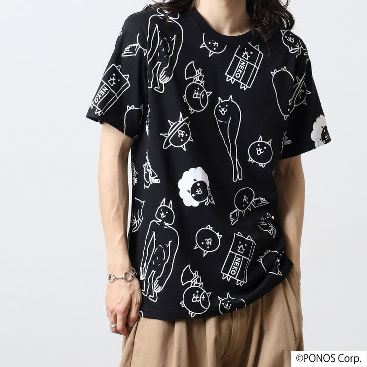にゃんこ大戦争 Tシャツ 半袖  プリント 総柄 トップス メンズ レディース | CharaBasket | 詳細画像1 
