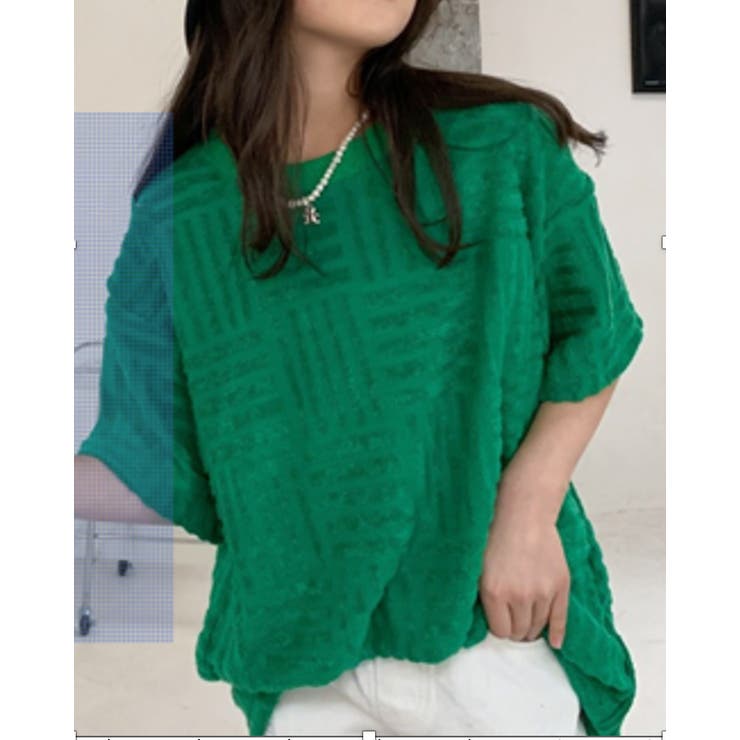 グリーン | ぽこぽこ素材Tシャツ | CHEER