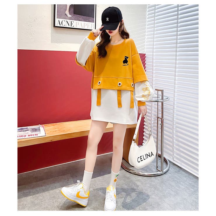 レイヤード風 長袖トレーナー韓国ファッション | Alvia | 詳細画像15 