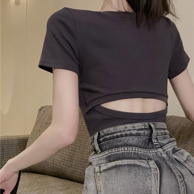 後ろあきクロップドカットソー トップス Tシャツ | Alvia | 詳細画像8 