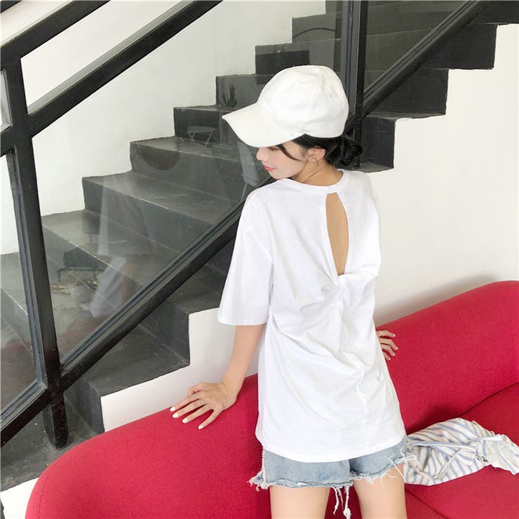 バックツイスト開きルーズTシャツ 春 夏 | Alvia | 詳細画像4 