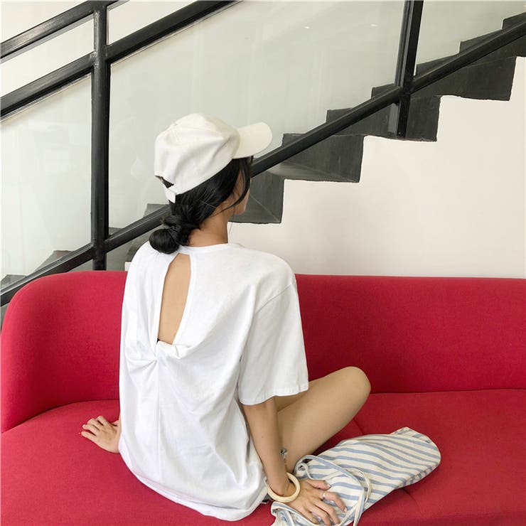 バックツイスト開きルーズTシャツ 春 夏 | Alvia | 詳細画像5 